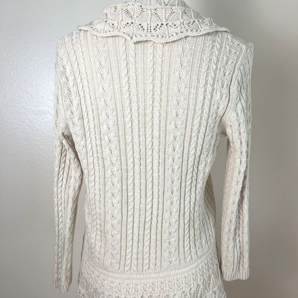 Ralph Lauren Ivory Cable Lace Knit Cardigan S Boho Cottagecore Romantic Sweater - Picture 10 of 16